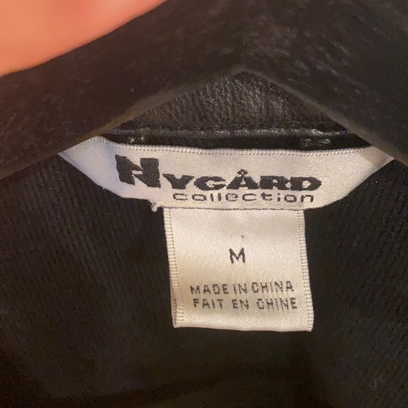 Leather front zip up sweater jacket - Picture 4 of 5